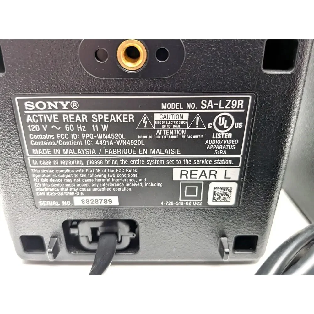 SONY SA-Z9R Wireless Rear Speakers SA-LZ9R SA-RZ9R Pair HT-Z9F 50W Black Audio